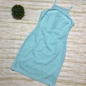 Banana Republic‎ NWT Light Blue Cut Out Halter Top Shesth Pencil Dress Size 6